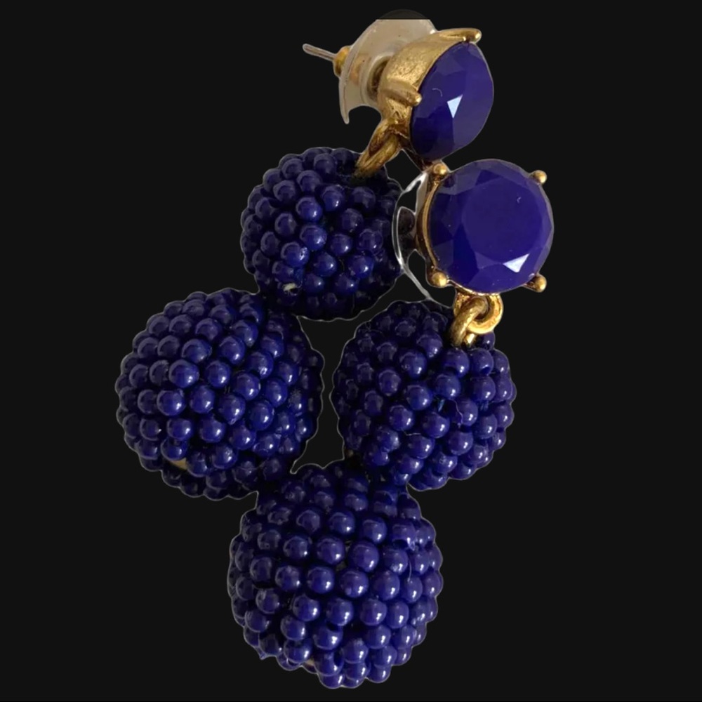 J CREW BLUE BEADED TIER EARRINGS - Picture 2 of 7